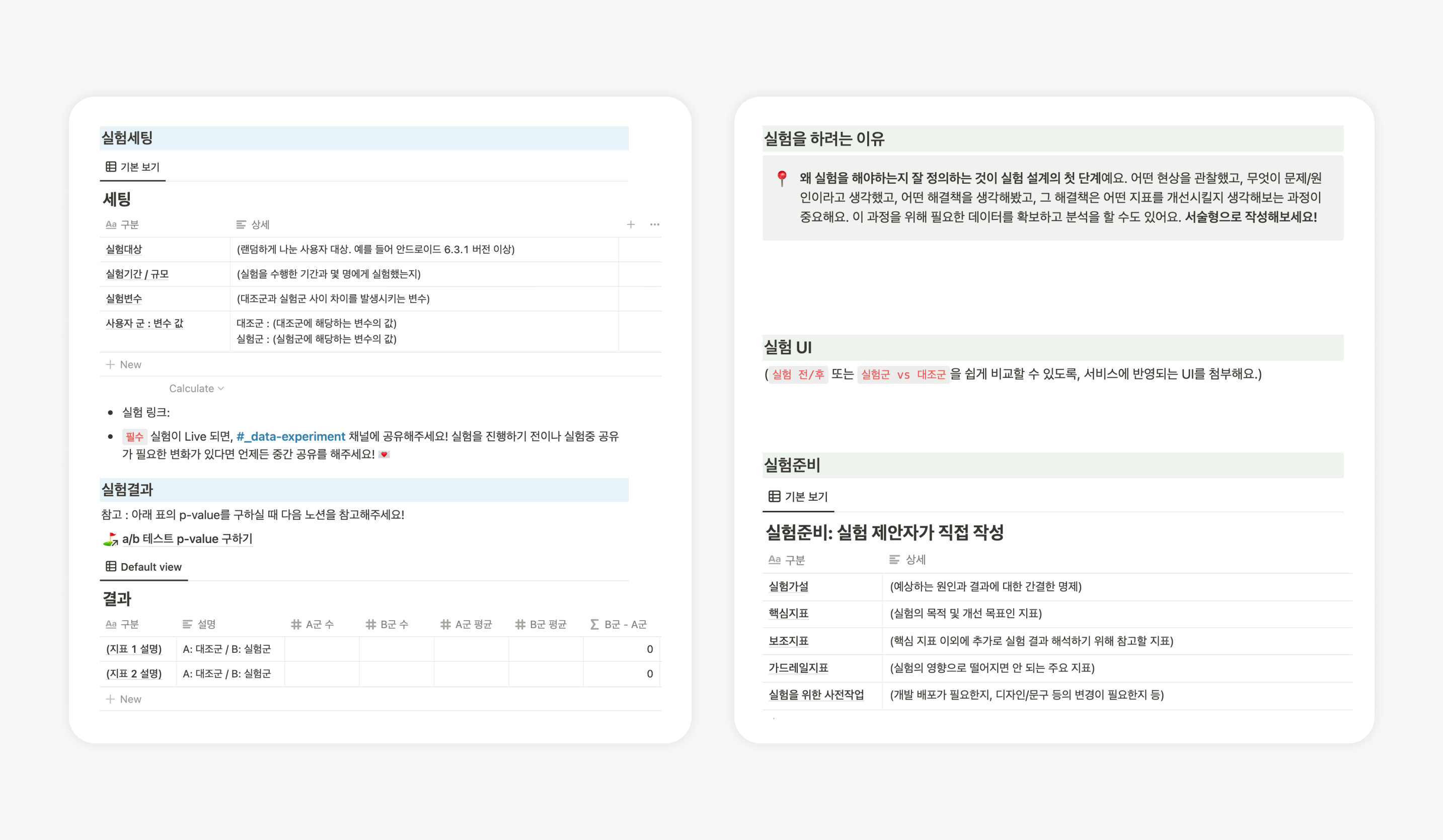 당근마켓에서 사용하는 실험 문서 템플릿