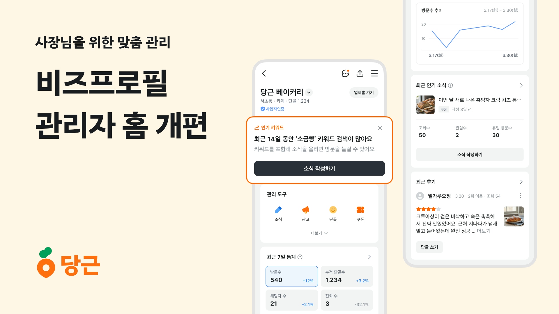 당근 비즈프로필, 관리자 홈 전면 개편으로 단골관리 더 쉬워진다